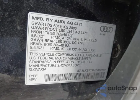 2021 Audi Q7 Premium Plus 55 Tfsi Quattro Tiptronic from USA, damaged, VIN WA1LXBF73MD036167